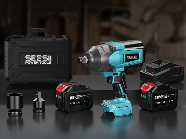 SEESII 3/4" Cordless Impact Wrench Set - 2000Nm (1475ft-lbs) High Torque Brushless Power Tool with 2x 6.0Ah Batteries, Fast Charger, and Accessories - Heavy Duty for Truck, Car, and Mower Repair, WH820 Black Friday Deals