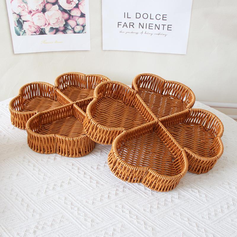 1pc of a Reinforced Lucky Four-Leaf Clover Segmented Handmade Woven Tray, Made of Lightweight Luxury Imitation Rattan PP Material, Suitable for Item Storage Basket/Tray, Elegant Home Decor Display Rack. Ideal for Living Rooms, Camping, Shelf Baskets 1pc of a Reinforced Lucky Four-Leaf Clover Segmented Handmade Woven Tray, Made of Lightweight Luxury Imitation Rattan PP Material, Suitable for Item Storage Basket/Tray, Elegant Home Decor Display Rack. Ideal for Living Rooms, Camping, Shelf Baskets