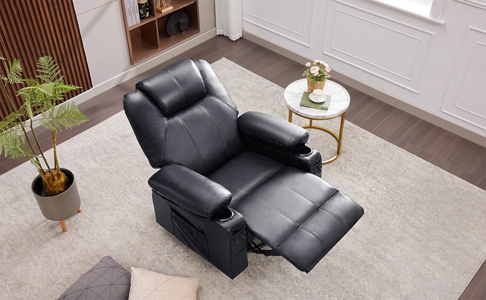 Swivel Rocker Recliner Chair with Heat and Massage, 360 Degree Swivel Rocking Single Sofa with Cup Holders and USB Port, Big Oversized Recliner Chair for Living Room