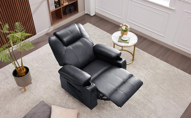 Swivel Rocker Recliner Chair with Heat and Massage, 360 Degree Swivel Rocking Single Sofa with Cup Holders and USB Port, Big Oversized Recliner Chair for Living Room