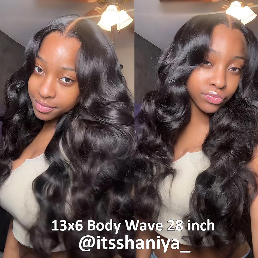 【Upgrade】Pizazz Drawstring Wigs 13x6 Glueless Lace Frontal Wigs Pre Everything Ear to Ear HD Transparent Lace Skin Melted Brazilian Body Wave Human Hair Wigs 220% Full Density Glueless Ready to Wear Wigs For Women