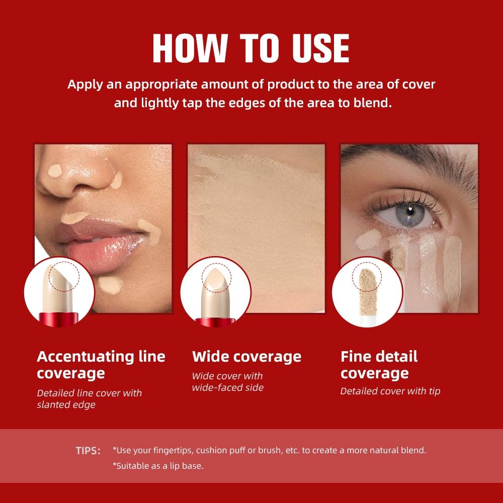 Long-lasting Glide&Hide Blurring Concealer, Concealer Foundation Hybrid, High-Coverage Concealer, Conceals Dark Circles and Wrinkles, Dual formula Including Liquid Tip & Balm Stick, Waterproof & Sweatproof, Smoothes & Brightens, Travel-Friendly Cosmetics