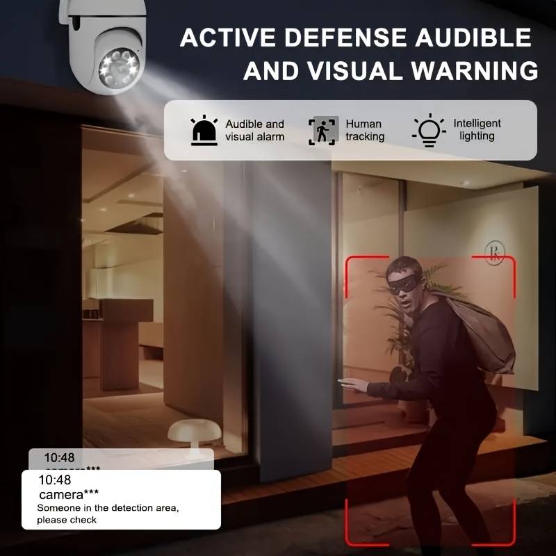 Wireless Security Camera, 355-Degree Rotation Security Camera with Auto Tracking, HD Night Vision Camera with Wireless Alarm, Two-Way Talk Indoor Monitor