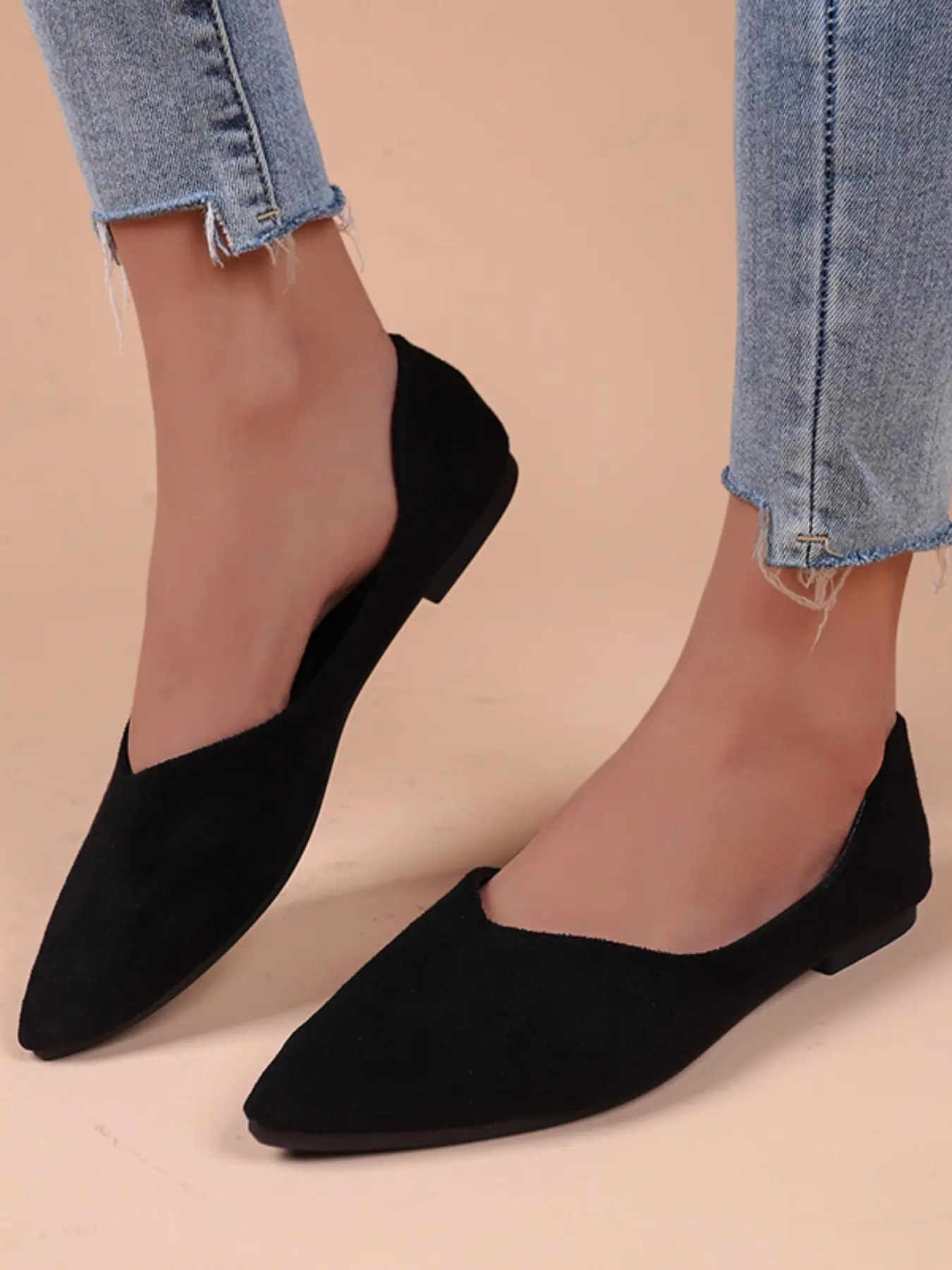 Women's new fashionable pointed-toe flat shoes, Ballerina Flats Shoes, essential for daily casual wear, fashionable and elegant shoes for various occasions, comfortable slip-on design, suitable for students to wear, Slip Ins Shoes