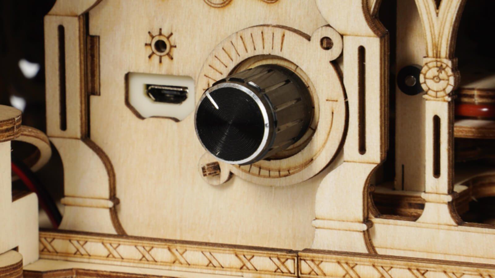 ROKR DIY Crank Classic Gramophone LKB01 Hand Rotating Music Box Decor with Vinyl Records Antique Wooden Model Retro Style Vintage Record Player Gift for All Ages