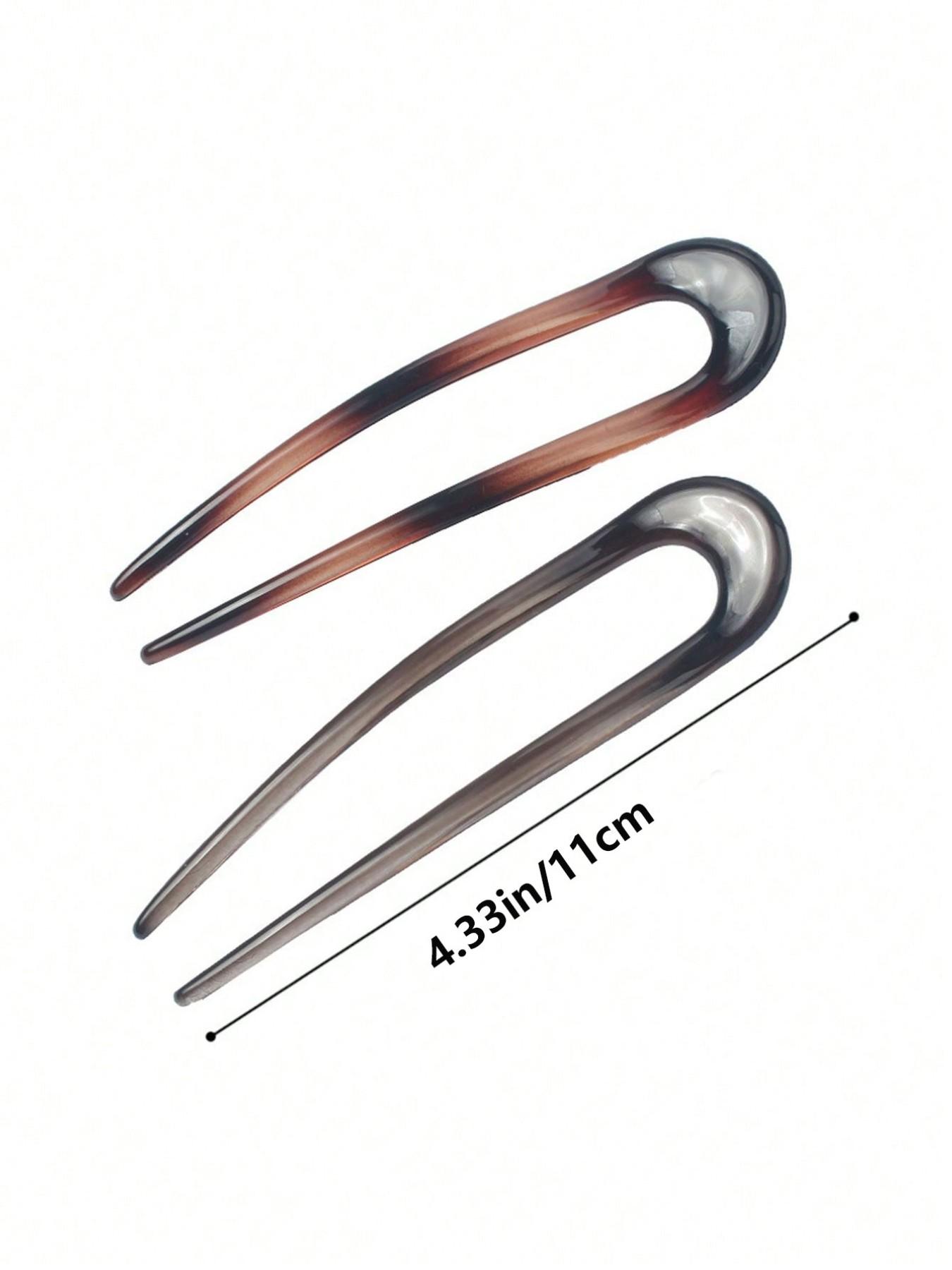 French Vintage Tortoise Shell Hair Pins - Cellulose Acetate U-Shaped 2-Prong Updo Chignon Clips for Women & s, Elegant Hairstyle Accessories, Vintage Hair Accessories, Natural Iridescent Finish