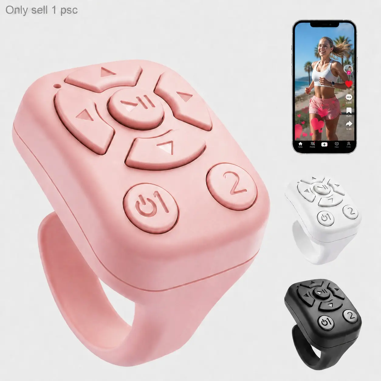 TikTok Scrolling Ring, Wireless Phone Video Scroller and E‑Book Page Turner for iPhone Android, Remote Camera Shutter for Selfies, Short Video Browsing and Music Playback