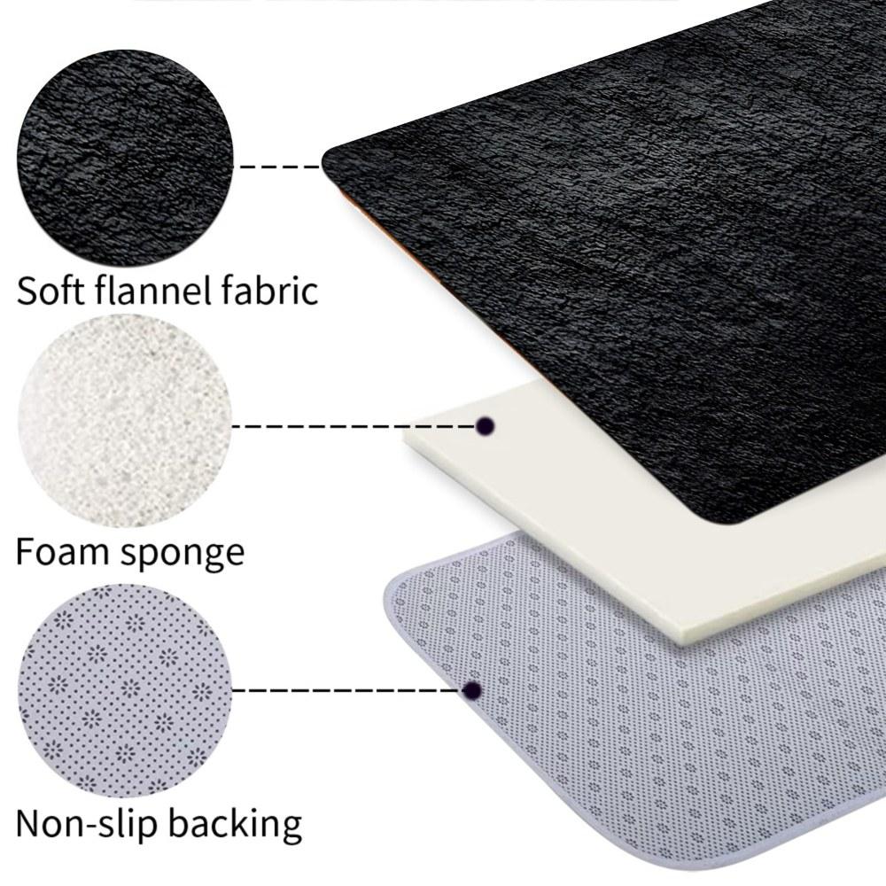 1PC， Black Rough Texture Patterned strip rugs, home décor, bathroom mats, entryway mats, bathroom non-slip mats, indoor entrance rugs, bedroom bedside mats, kitchen mats, hallway rugs, flannel sponge rugs, hallway runner rugs