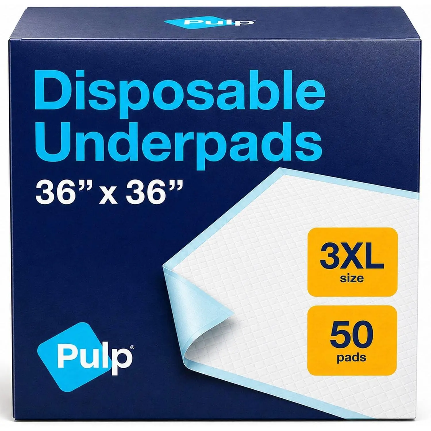 Disposable Adult Chucks Pads 36 x 36, 50 Pack Disposable Underpads