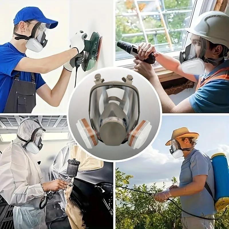 Reusable Full Face Mask with Filter Box, 1 Set 17-in-1 Anti Gas & Dust Resistant Full Face Mask, Anti-fog Full Face Mask for Painting, Woodworking, Construction, Grinding, Spraying, Chemicals, D Reusable Full Face Mask with Filter Box, 1 Set 17-in-1 Anti Gas & Dust Resistant Full Face Mask, Anti-fog Full Face Mask for Painting, Woodworking, Construction, Grinding, Spraying, Chemicals, D