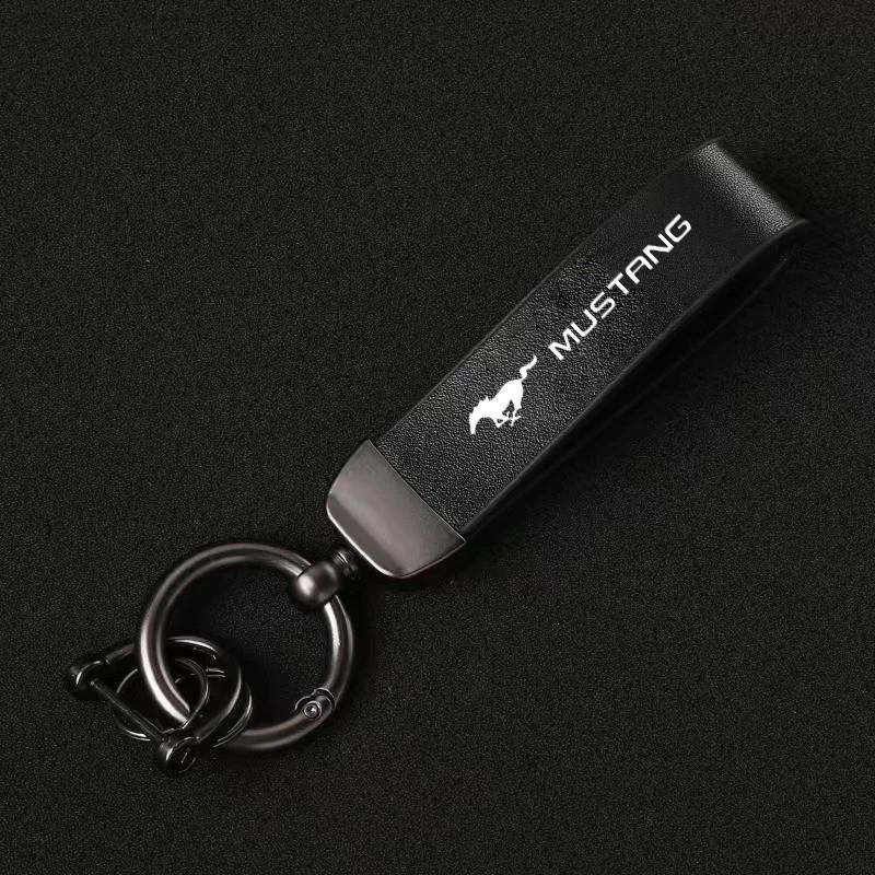Luxury Genuine Leather Keychain, Car Key Ring for Ford Focus Mk2 Mk3, Fiesta Mk7, Ranger, Mondeo Mk4, S-Max, Kuga, Mustang Accessories