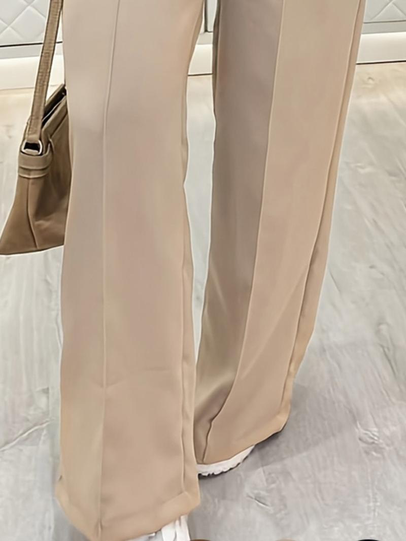 Women's Simple Wide-Leg Pants with Double Button Front, Versatile Commuter Essential Single Piece, Stylish Office Wear
