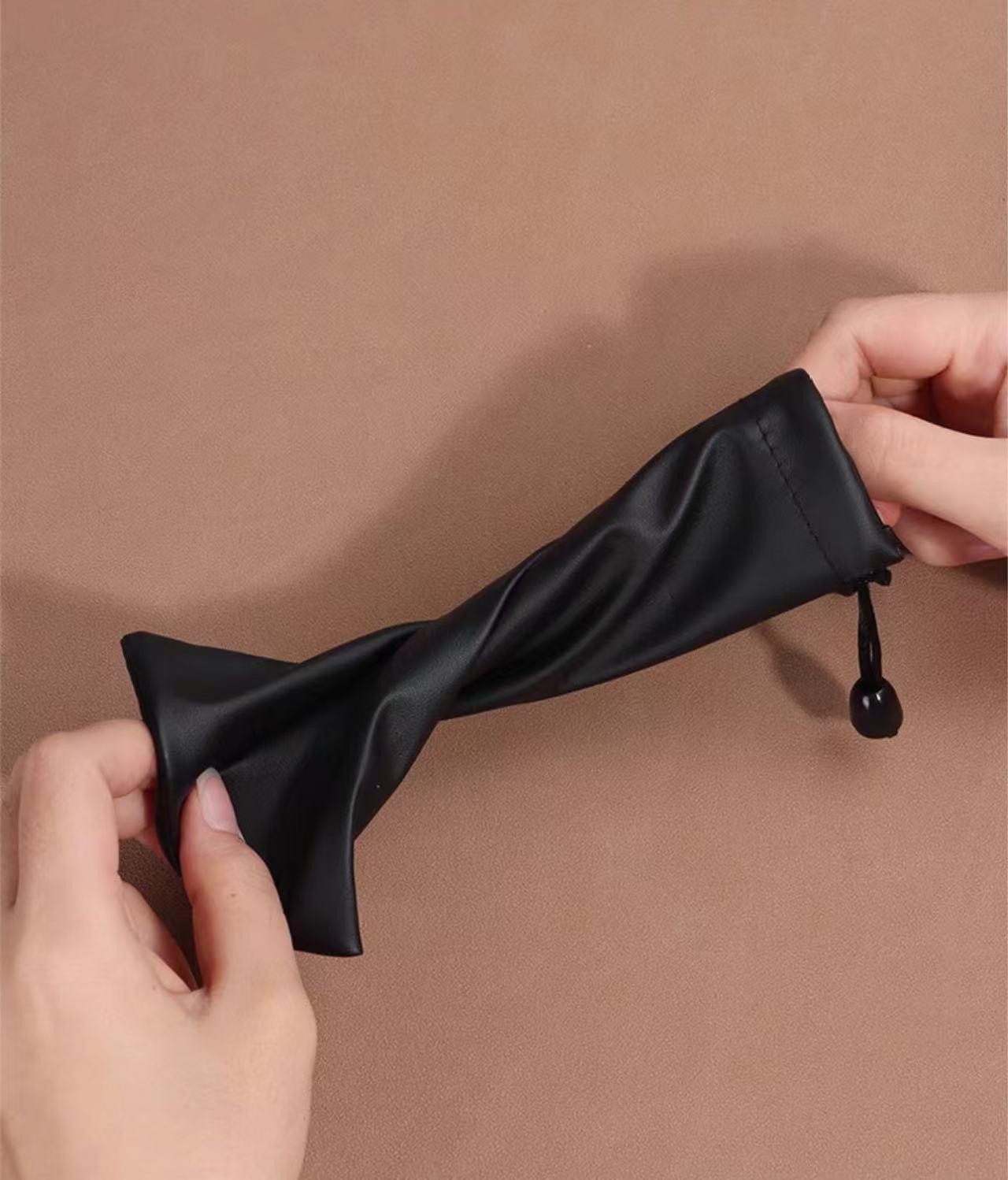 1 Pack 3.9x6.3 Inch PU Drawstring Bags Storage Bag Waterproof Pouch For Wireless microphone（J6 K61 M6 J40), charging cable or earphone