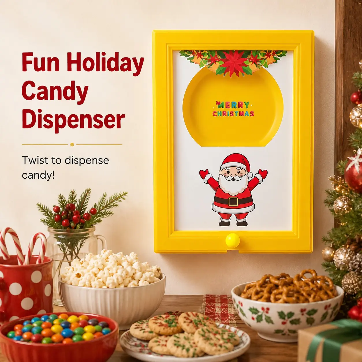 Vintage the Handy Candy Frame, Fun Christmas Party Decor, Wall-Mounted Home Snack Dispenser, Retro Candy Distribution Frame