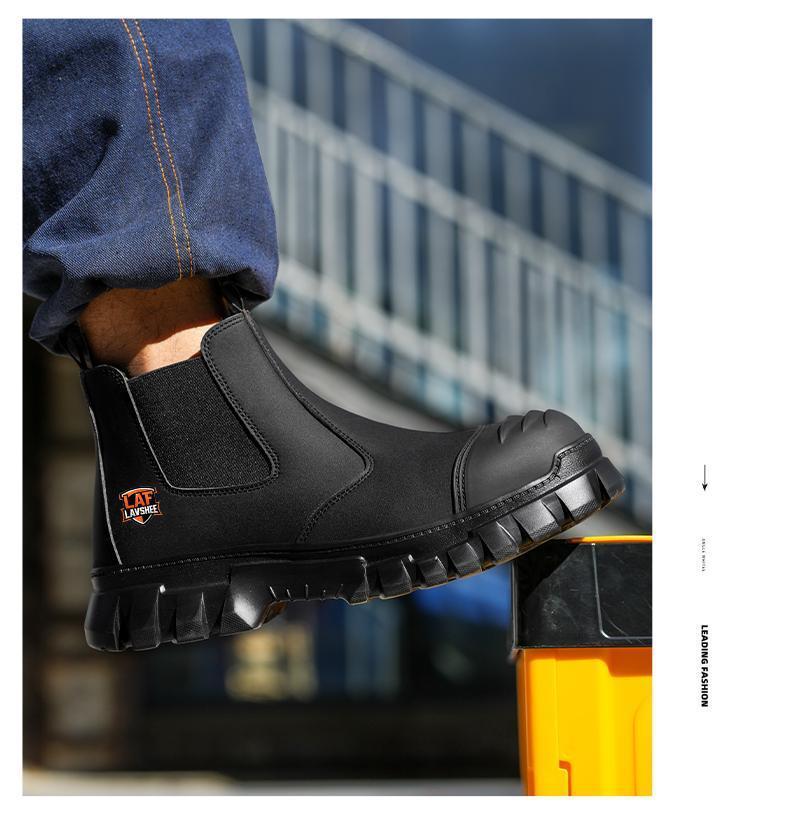 Brown Steel Toe Safety Shoes Unisex, Lightweight Anti Slip Work Shoes, Splash Resistant, Smash Proof and Puncture Proof for Kitchen, Restaurant and Food Service Work