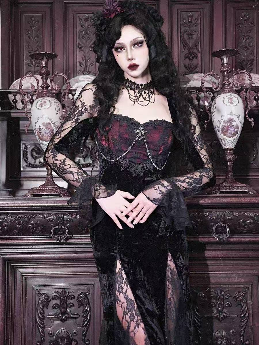 Summer Gothic Grunge Y2k Lace Dress Women Dark Academia Sexy Slim Party  Dresses Korean Fashion Design Festival Long Prom Dress - TikTok Shop