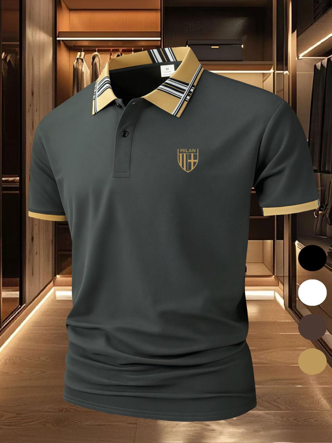 Mighty Lion [Golf Style] Men's Professional Polyester Polo Shirt Sports and Leisure Stylish Comfortable Classic Short Sleeve Men's Wear resistant and Durable Multi color In