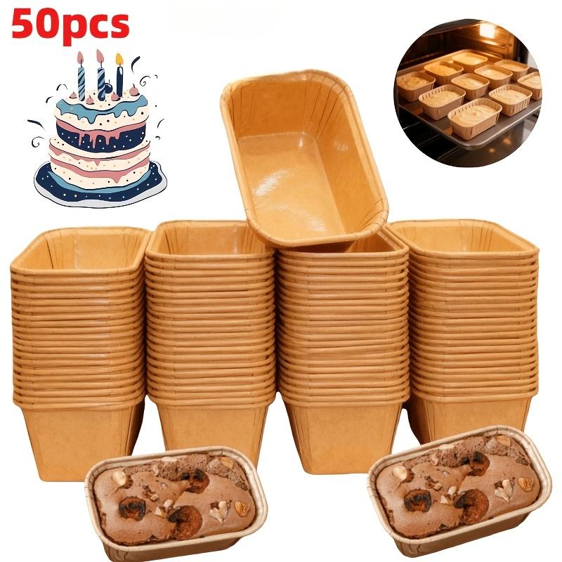 50pcs Non-Stick Rectangular Baking Cups | Stackable, Even Baking for Bread, Cake, Muffins | Leakproof Grooved Edges, Reusable | Oven Safe | Ideal for Pastry Making, Holiday Baking | Space Saving