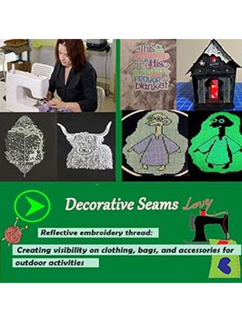 Glow in The Dark Embroidery Machine Thread Kit 30WT 500M for Clothes Handicraft Toy Cross Stitch Strong Polyester Thread for Halloween Costumes Pastel Colors