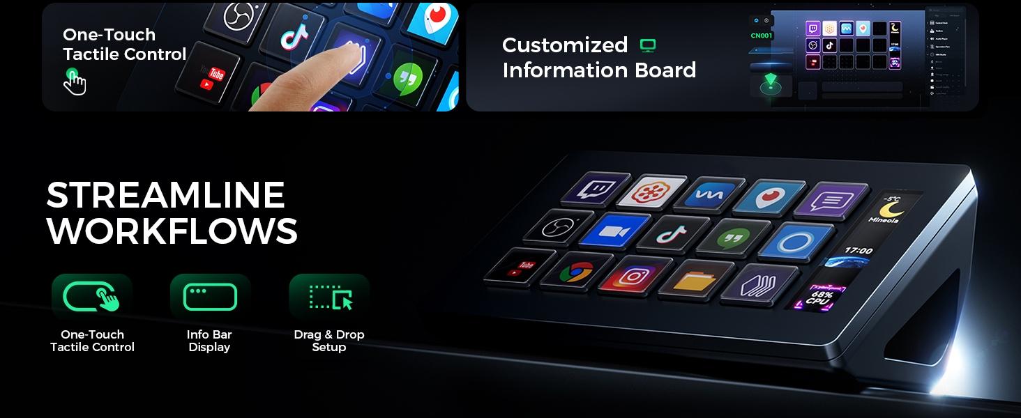 LED 15-Key Stream Deck Custom Keyboard for Streaming and Gaming, Programmable Macro Keys for Efficient Control, Compatible with Win/MAC/ps5/xbox LED 15-Key Stream Deck Custom Keyboard for Streaming and Gaming, Programmable Macro Keys for Efficient Control, Compatible with Win/MAC/ps5/xbox