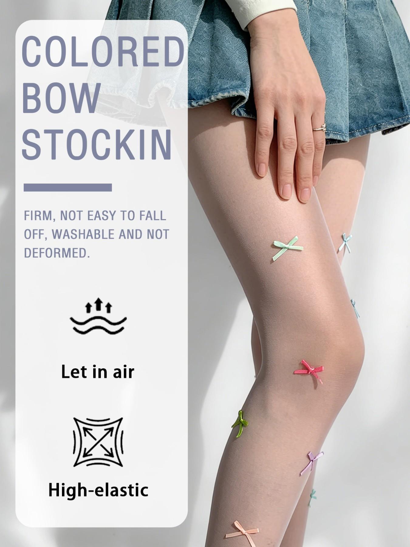 Colorful Bowknot Stockings, Essential Streetwear for Trendy Girls, Pure Desire Style, Perfect for All Seasons, High-Waisted Slim Fit Jumpsuit