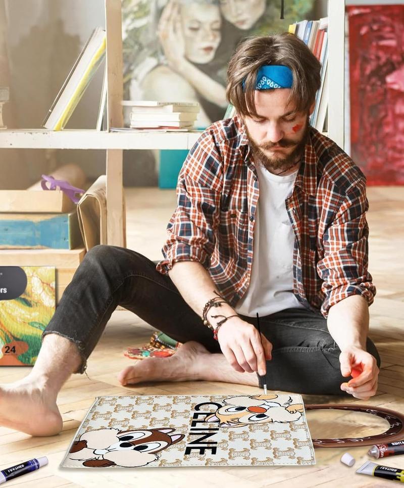 Colorful Acrylic Leather Paint for Shoe Painting- 12 Color Leather Paint for Bag & Wallet Decor, Leather Jacket Care, Crafts DIY & Customizing Leather Projects crayon cerulean Art Supplies coloring supplies