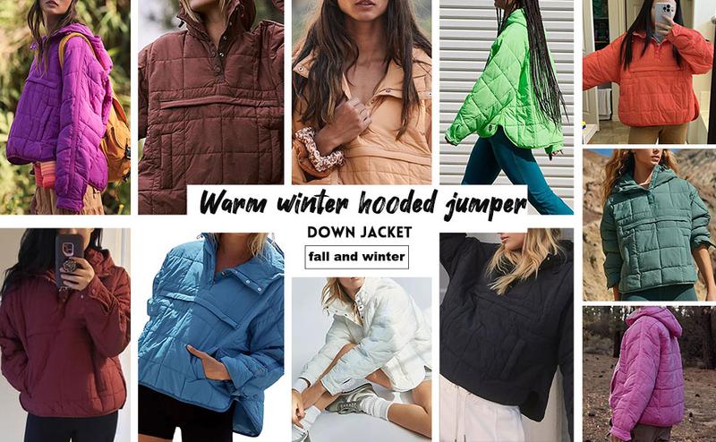 Molitree Women's Oversized Hooded Puffer Jacket Quilted Lightweight Winter Warm Pullover Padded Hoodies Coat