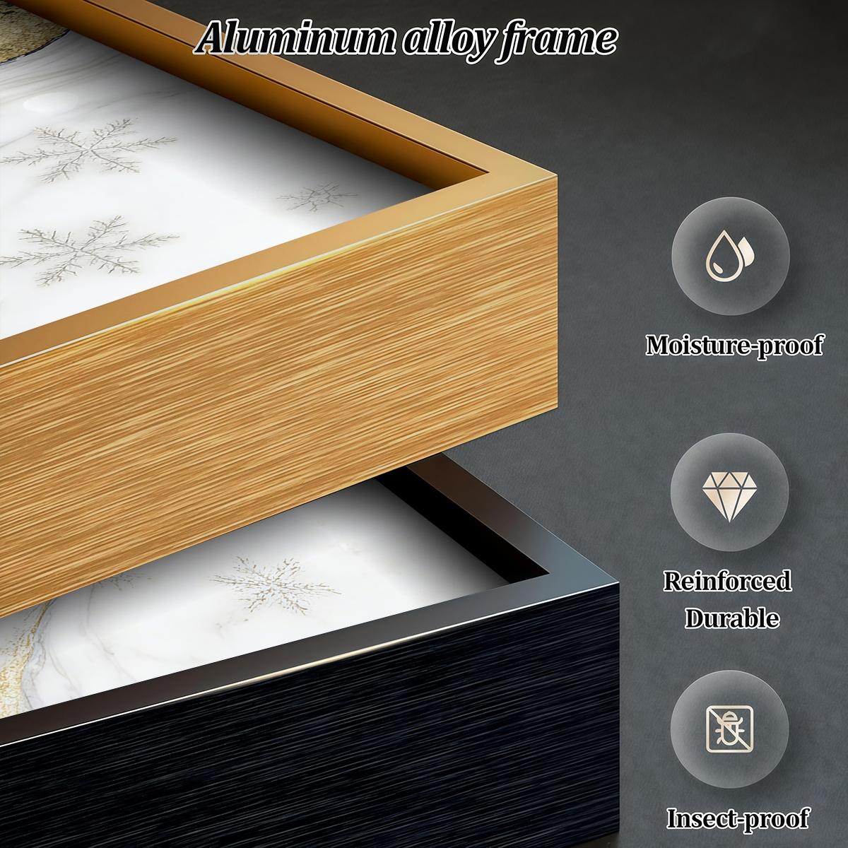 3 Counts Aluminum Alloy Framed Painting, Black White And Gold Snowflake Abstract Art Pictures, Home Decoration For Living Room, Bedroom, Office, Restaurant, Hallway Wall Decor, Odorless Print Artwork, Luxury Perfect Gift For Friends And Family