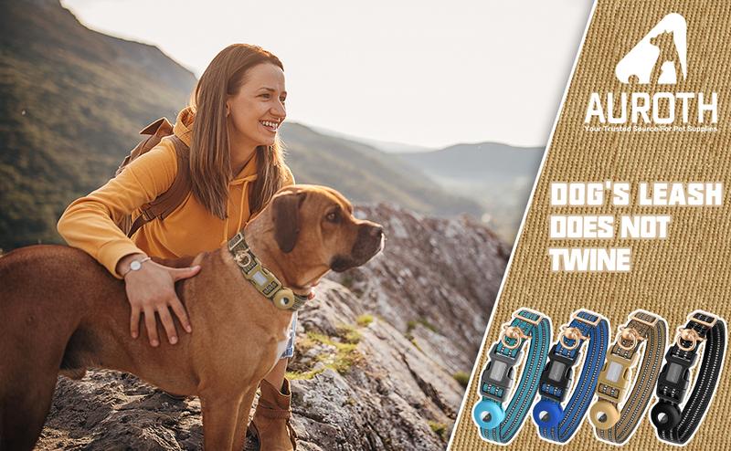 AUROTH Airtag Dog Holder Collar, Adjustable Air Tag Case Holder Dog Collar for Medium Large Dogs, Airtag Dog Collar Holder with Heavy Duty D Ring Tangle Free AUROTH Airtag Dog Holder Collar, Adjustable Air Tag Case Holder Dog Collar for Medium Large Dogs, Airtag Dog Collar Holder with Heavy Duty D Ring Tangle Free