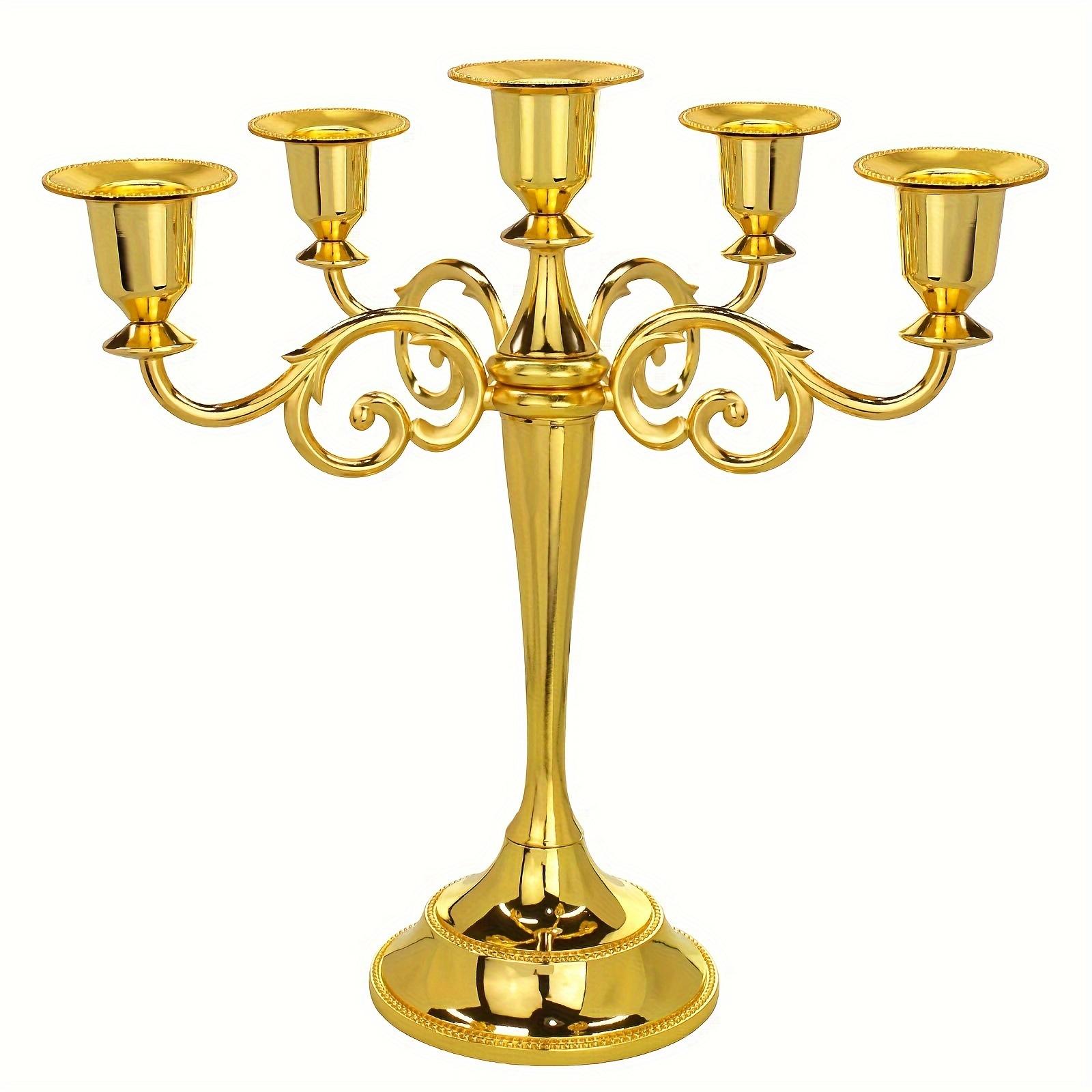 Gold 5-head Gothic Candlestick | Vintage Metal Candle Holder for Wedding, Church, Halloween, Christmas, Hotel & Restaurant Table Decorationtmas, Formal Events, Hotels, Living Rooms, Western Restaurants and Table Decoration.