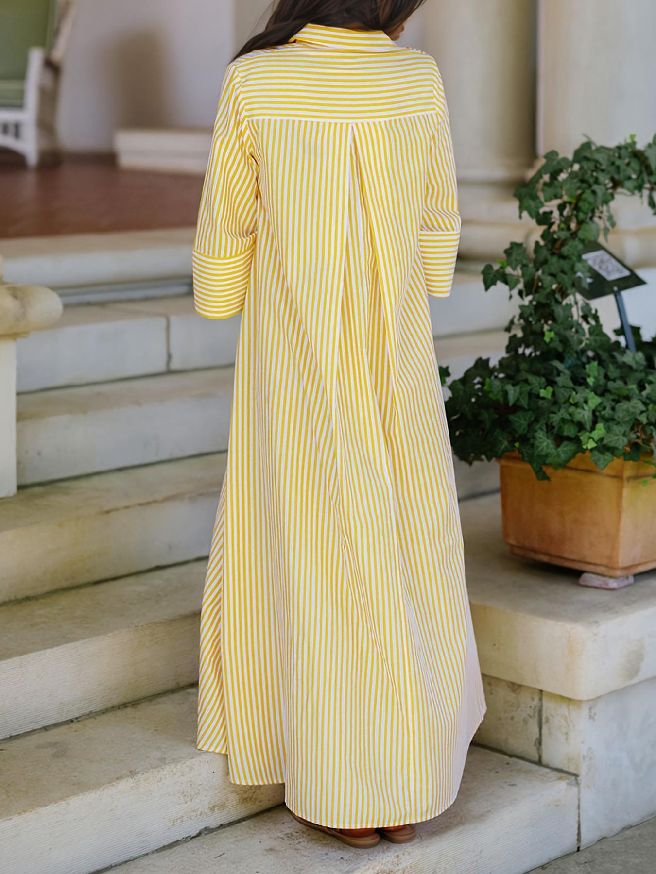 Elegant Women's Loose Collared Button Front Striped Shirt Dress, Perfect for Office and Casual Occasions, Stylish and Comfortable Spring Wear, Boho Summer Dresses Style Womenswear, Chic Dress Elegant Women's Loose Collared Button Front Striped Shirt Dress, Perfect for Office and Casual Occasions, Stylish and Comfortable Spring Wear, Boho Summer Dresses Style Womenswear, Chic Dress