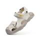 Men's beige solid color dual-use closed-toe outdoor sandals, adjustable with Velcro, non-slip beach shoes, breathable stream sandals