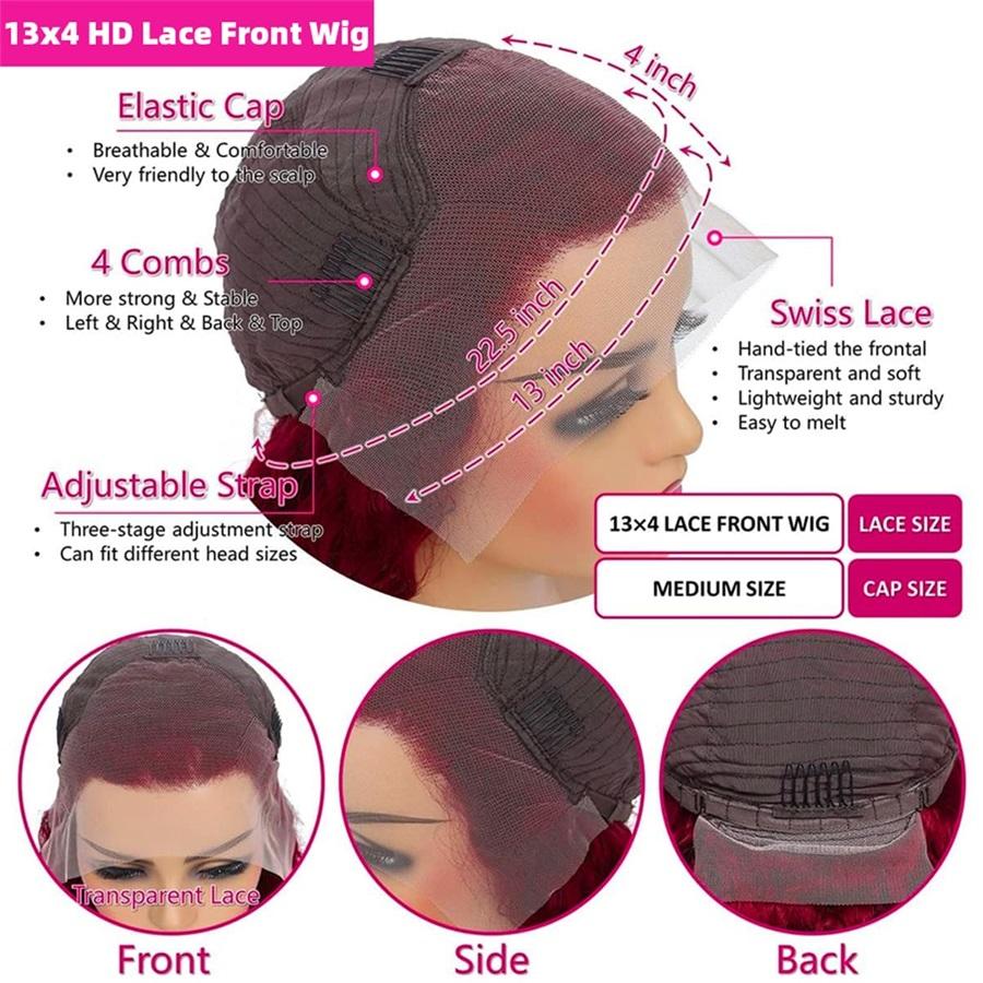 Bling Hair 30 32 inch Burgundy Color Hd Transparent 13x4 Lace Frontal Wig For Women 180% Density 13x6 99J Lace Front Brazilian Remy Wigs Bling Hair 30 32 inch Burgundy Color Hd Transparent 13x4 Lace Frontal Wig For Women 180% Density 13x6 99J Lace Front Brazilian Remy Wigs