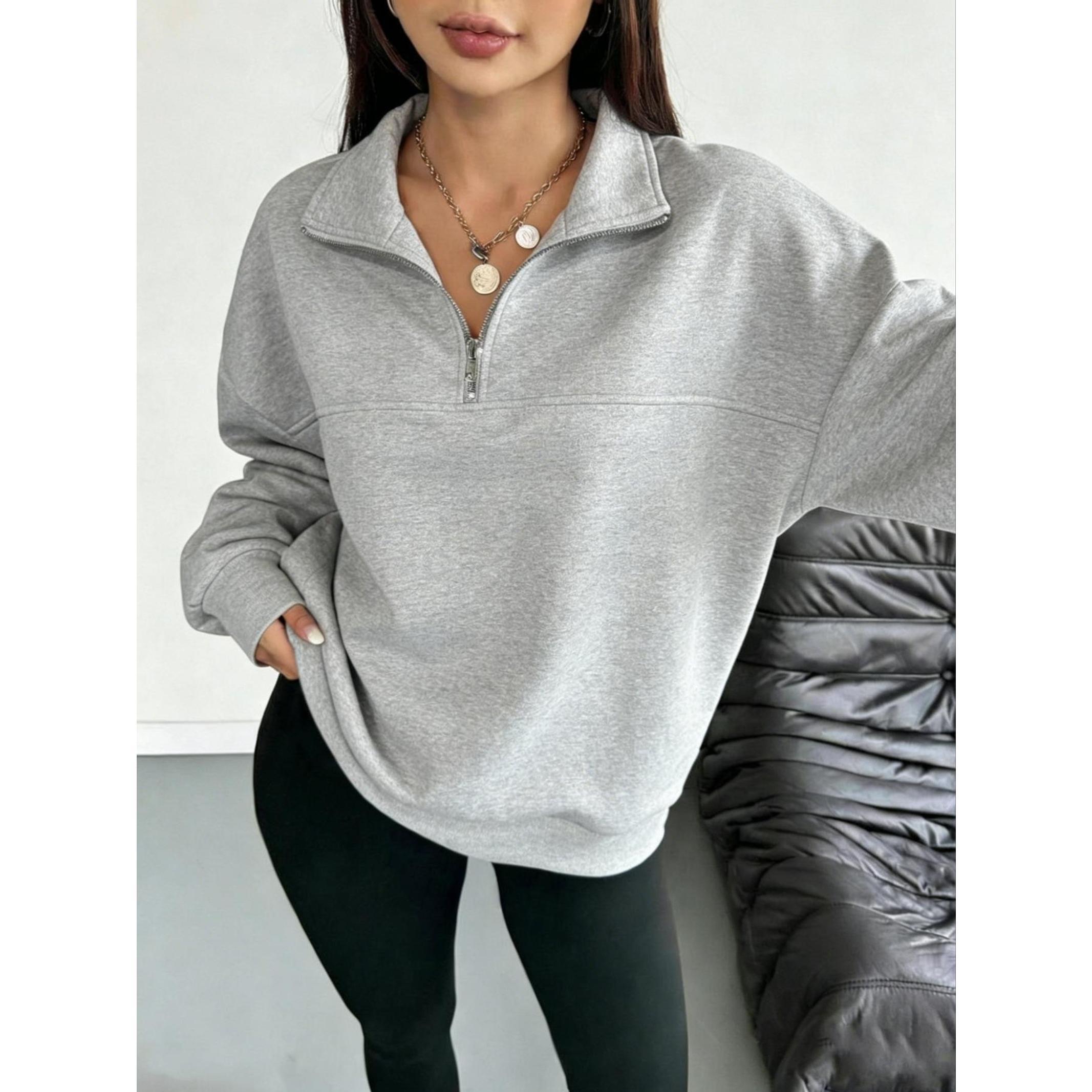 Women's Hooded Half-Zip Casual Graphic Casual Hoodie Collared Round Neck Long Sleeve Sport Top, Full Print Leaf Pattern, Digital Printing, Loose Fit, Fall & Winter, Pullover Sweatshirts, Hoodie Sweatshirts