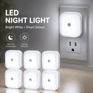Uigos LED Night Light Lamp 6-Pack, 0.5W Plug-in Night Lights with Smart Dusk to Dawn Sensor, Daylight White Automatic Nightlight for Bedroom, Bathroom, Hallway, Kitchen, Kids Room, Nursery, Stairs and Home Safety Lighting