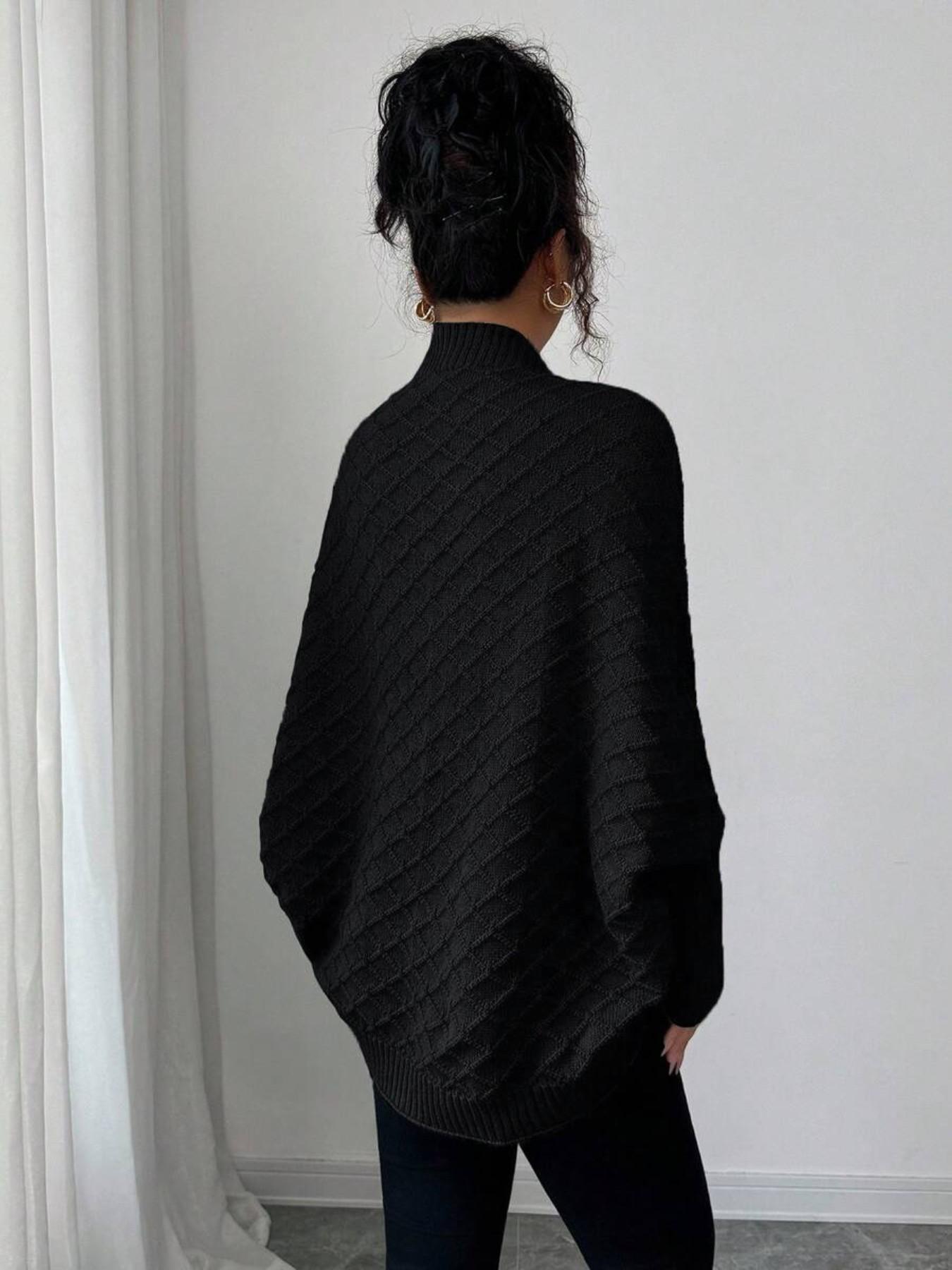 Fall and Winter Basic Casual Everyday Bat-Wing Slihouette Knit Sweater Vintage Mid-Length Cardigan Office
