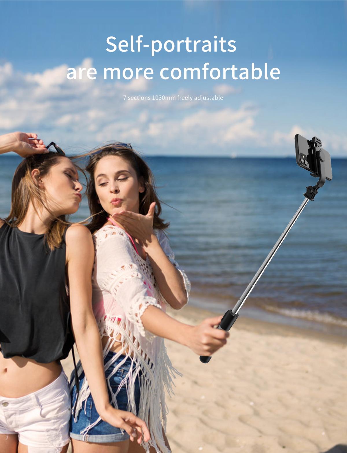 Selfie Stick Tripod Stand with Wireless Remote, 360 Degree Rotation, Extends to 101.6 Cm, Abs Material, Battery Powered, Travel and Photography