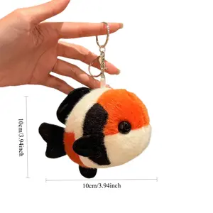 Lucky Koi Fish Shape Plush Keychain - Cute Soft Keychains, Fuzzy Bag Charms, Mini Bag Accessory, Matching Couple Pair, Ideal Gift for Girlfriends