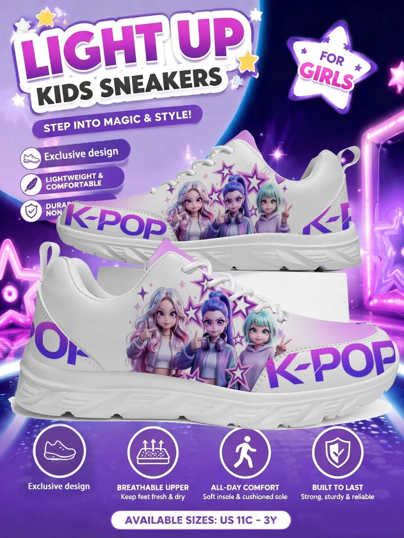 2026 Hot Girl Group Style Cute Casual Board Shoes for Children Girls Parent Child Shoes High Quality kpop 2D Printing Children Shoes Girls Solid Color Sole Simple Shoes Children's Holiday Birthday Gifts