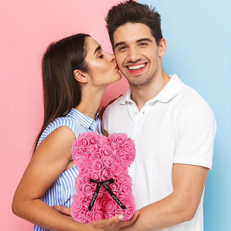 Eternal Rose Bear - Artificial Flower Teddy Bear Keepsake, a Timeless Valentine's & Anniversary Gift for Lasting Romance and Elegant Home Decor