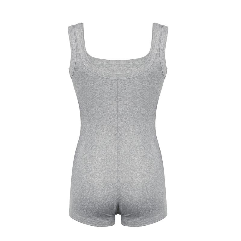 Women's Solid Square Neck Tank Romper, Casual Comfy Sleeveless Body Hugging Skinny Romper for Daily Wear, Ladies Clothes for Fall & Winter