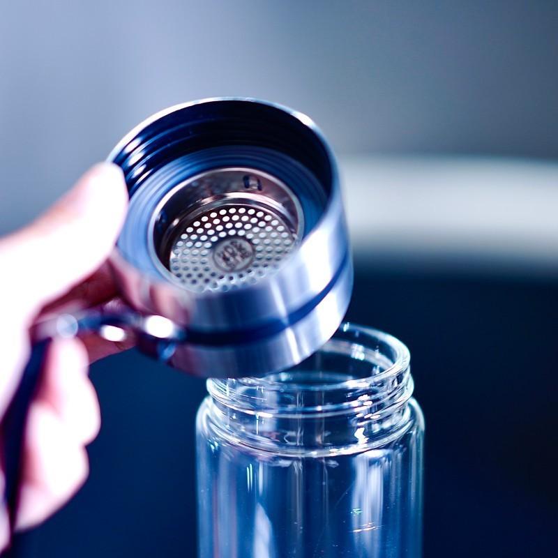 Leak-Proof Dual-Layer Glass Tea Coffee Separator Cup, Reusable Mug, Tumbler with Lid, Portable Round Design, Suitable for Hot and Cold Drinks, Dishwasher Safe