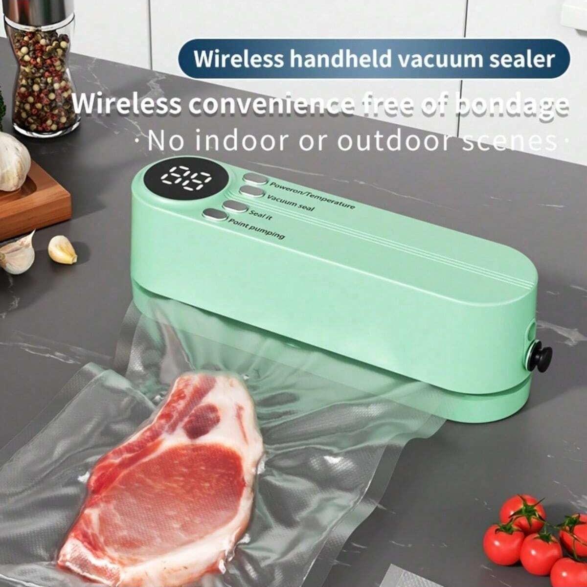 Portable USB Rechargeable Vacuum Sealer Machine, Multi-Functional Automatic Food Sealing System, 1200mah Battery, Includes 5 Bags