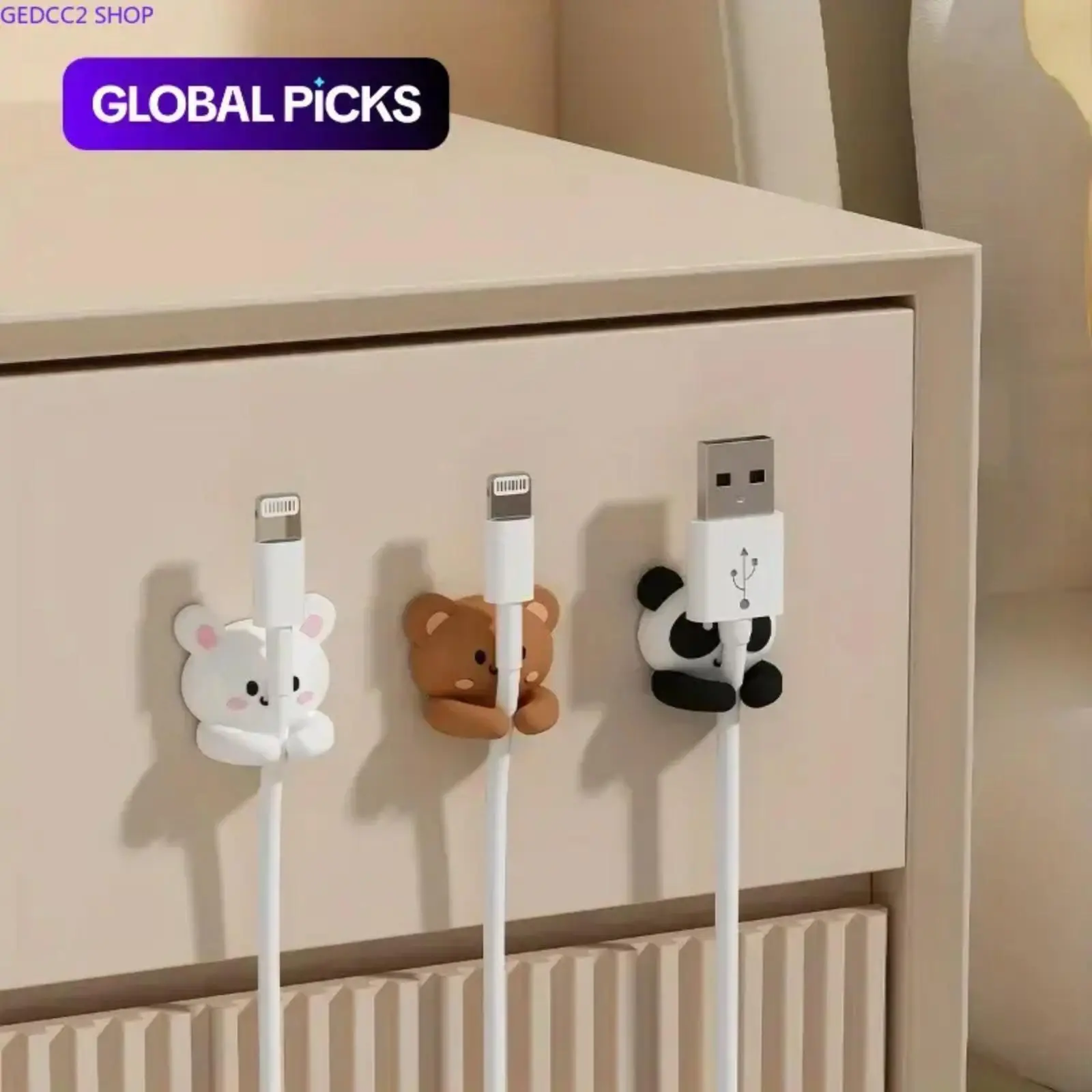Animal Theme Cute Plastic Cable Clips Set - Cable Organizers, Charger Cord Holder, Office Desk Accessory for Camping & Home Wire Management