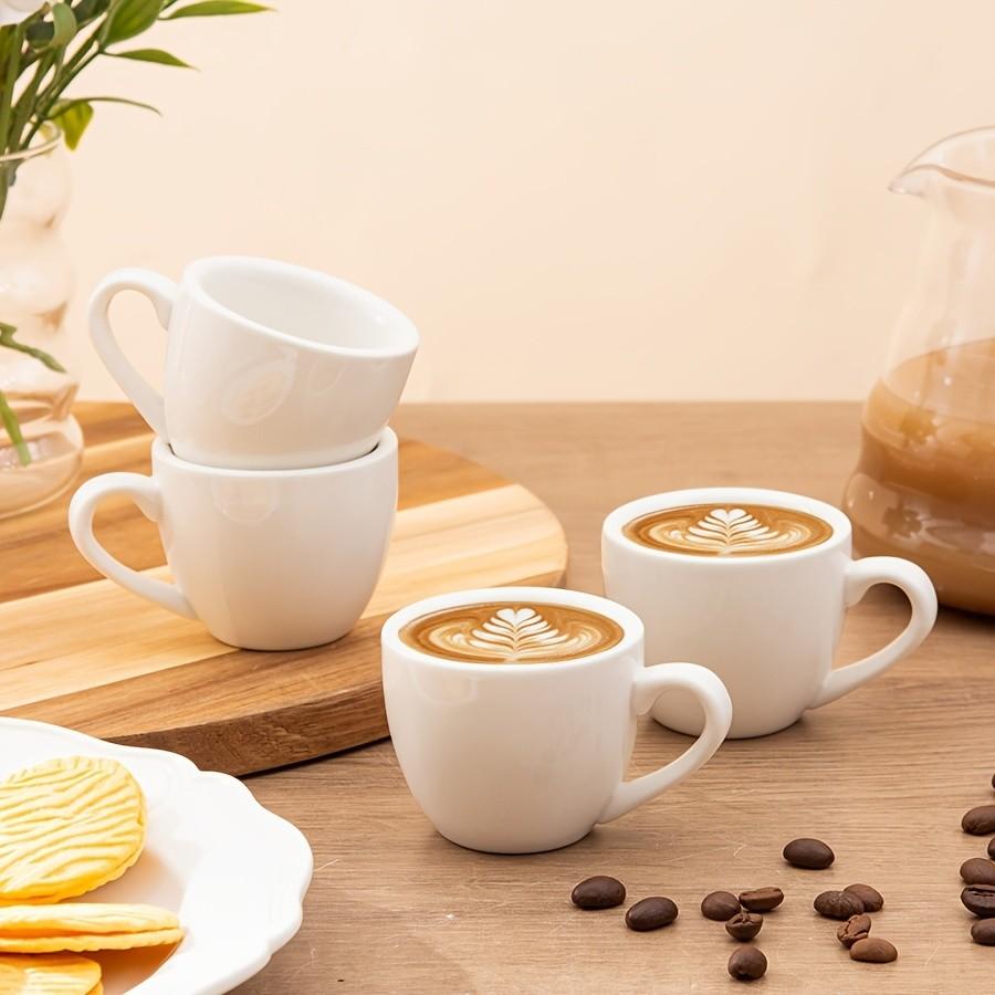 4pcs 60ML/2oz Ceramic Espresso Cups with Handle, Perfect for Espresso Machines, Ideal Gift for Coffee Lovers, Small Tea Cups