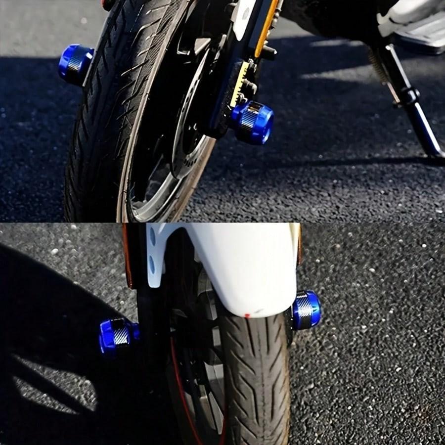 2pcs Motorcycle Collision Slider Protector, Aluminum Alloy Crash Protectors, High Hardness Front Fork Cup, Designed for Motorcycles to Protect Fork Stands and Tires from Damage in Case of Falls