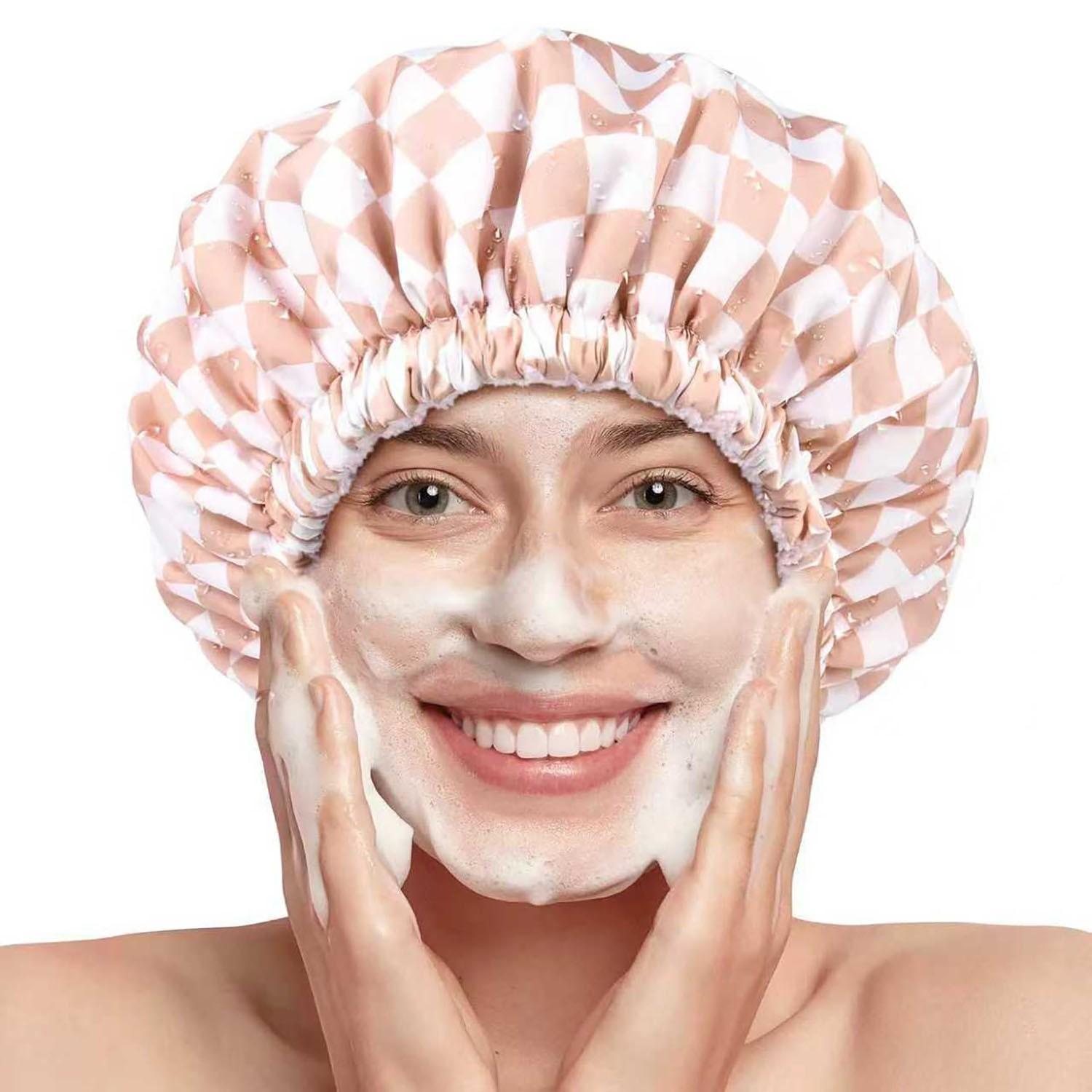 Adjustable Loop Bath Cap Waterproof Polyester Shower Cap Absorbent Microfiber Three-In-One Dry Hair Hat Bathroom Accessory