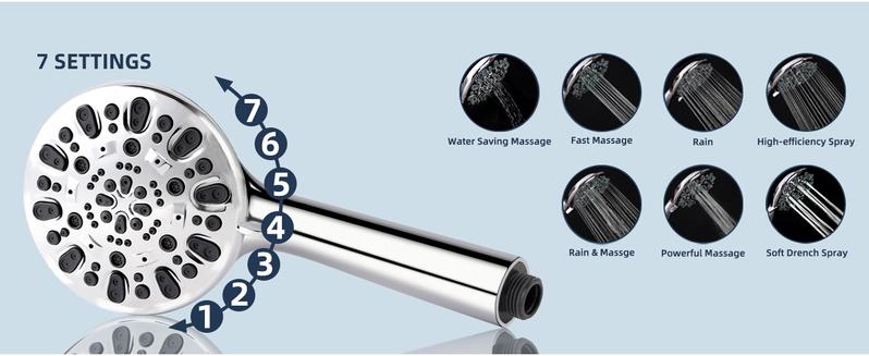 Hibbent All Metal Shower Head,10'' High Pressure Rain Shower Head/Handheld Showerhead Combo with 16'' Adjustable Arc-shaped Shower Extension Arm, 7-Spray, 71'' Hose Adhesive Showerhead Holder, Chrome Hibbent All Metal Shower Head,10'' High Pressure Rain Shower Head/Handheld Showerhead Combo with 16'' Adjustable Arc-shaped Shower Extension Arm, 7-Spray, 71'' Hose Adhesive Showerhead Holder, Chrome