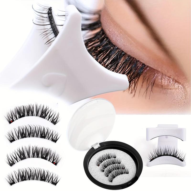 Magnetic False Eyelashes Set, Reusable Waterproof Natural Look, Invisible Adhesive, Easy Applicator Included, 2 Pairs, Black, Soft Magnetic Eyelashes