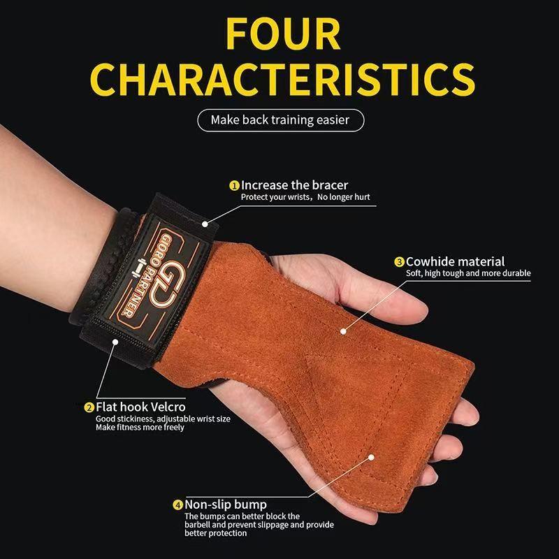 Leather Palm Protector for Fitness, Anti-Slip Durable Wrist Support, Weightlifting Grip Strap, Cross-Border Gym Aid Band